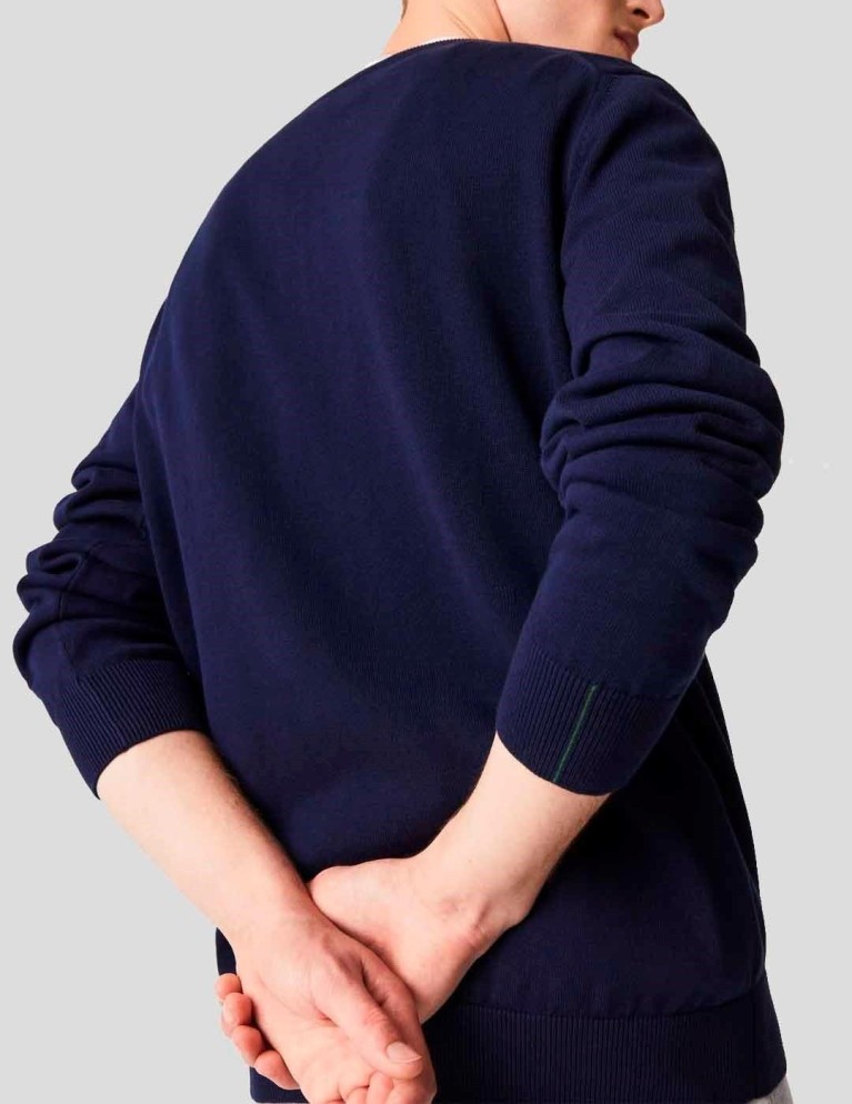 Sudadeira LACOSTE ecologic cotton v neck sweater marine